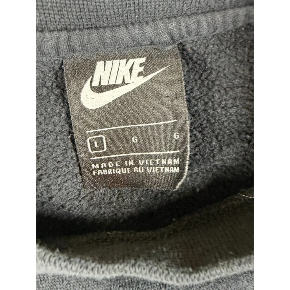 Nike Club Fleece Crewneck Sweatshirt Black Small Logo Pullover Men's Large